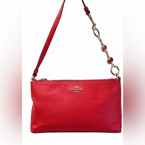 NWOT Coach Large Pebble Grain Red Leather Wristlet / Bag